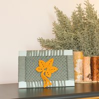 Macramé stolní dekorace v rámečku - Podzimní ráno